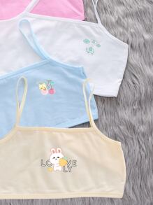 Girls 4pcs Cartoon Graphic Bralet - Multicolor - View 3