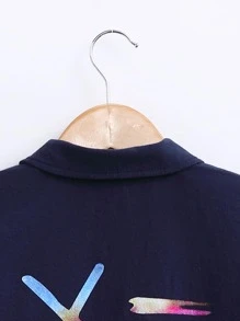 Toddler Boys Reflective Expression Print Shirt Without Tee - Navy Blue - View 5