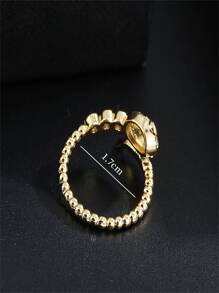 Anillo abierto zirconia cúbica con diseño de serpiente - Amarillo Oro - Ver 3