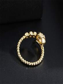 Anillo abierto zirconia cúbica con diseño de serpiente - Amarillo Oro - Ver 4
