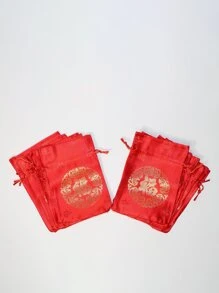 5 piezas Bolsa de regalo con bordado de letra - Multicolor - Ver 2