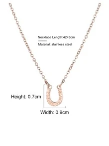 Collar colgante de herradura - Oro rosa - Ver 5