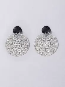 imoli 鏤空圓形耳墜 - 銀色 - 查看 7