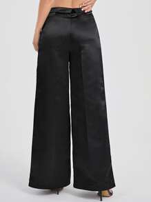 Michelle Wong Flipped Waist Wide Leg Pants - Black - View 2
