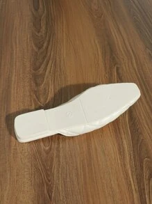 Quilted Detail Square Toe Flat Mules - White - View 3