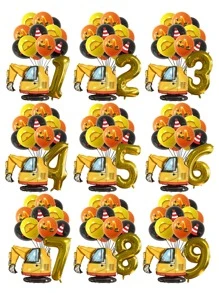 17pcs Excavator Design Decorative Balloon,Christmas - Multicolor - View 5