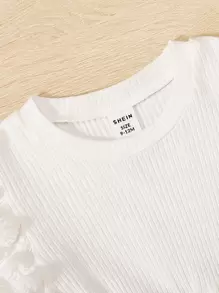 Infant/Baby Girl Elegant Vintage Minimalist Textured Fabric Puff Sleeve Long Sleeve Dress - White - View 4