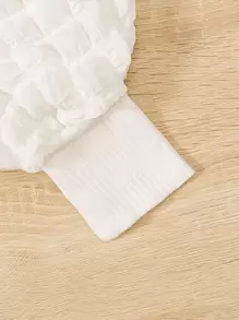 Infant/Baby Girl Elegant Vintage Minimalist Textured Fabric Puff Sleeve Long Sleeve Dress - White - View 5