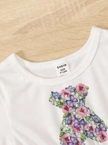 Baby Butterfly Print A line Dress - White - View 3