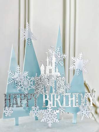 1入組雪花裝飾生日蛋糕裝飾