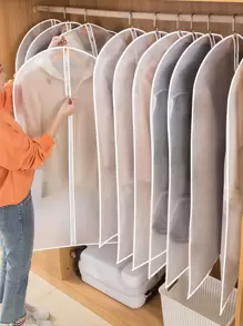 3pcs Clear Clothing Cover, Garment Dust Proof Bag With Zipper For Home - Clear - View 1