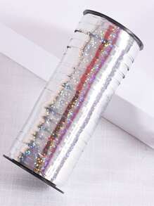 1pc Portable Balloon Ribbon, Silver Sequin Metallic Balloon Tying Strip For Party - Silver - View 1