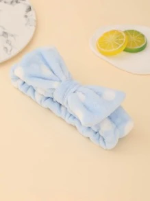 1入組蝴蝶結裝飾毛絨浴室髮帶藍白色滌綸淋浴髮帶適用於浴室