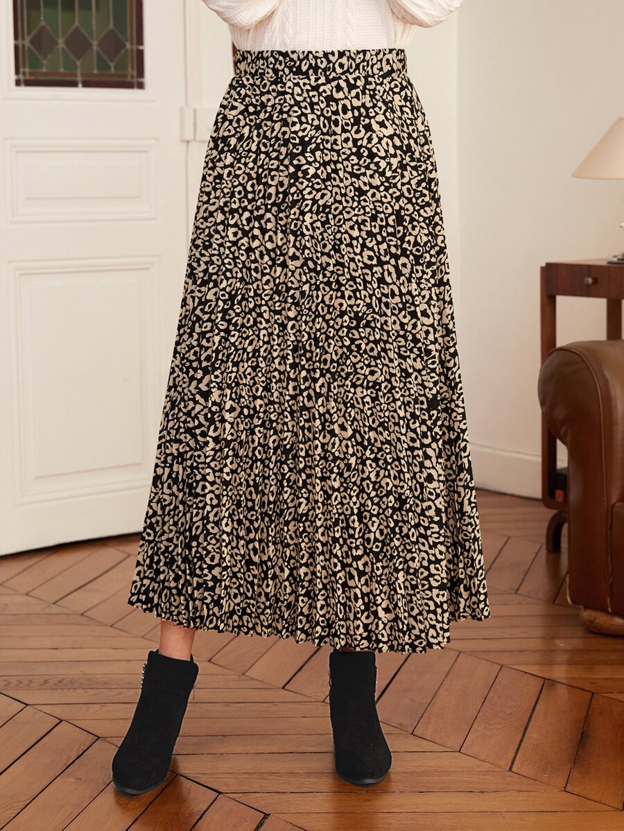 EMERY ROSE Falda fruncido con estampado de leopardo - Multicolor - Ver 1