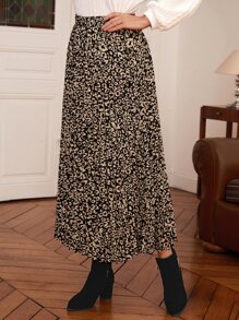 EMERY ROSE Falda fruncido con estampado de leopardo - Multicolor - Ver 3