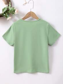Girls Floral Print Tee - Mint Green - View 2