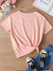 女孩愛心和字母圖案T恤 - 粉色 - 查看 2