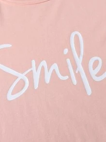 女孩愛心和字母圖案T恤 - 粉色 - 查看 4