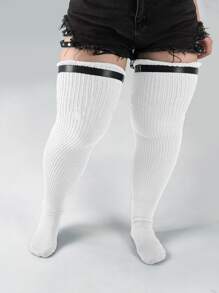 Calcetines sobre rodilla con diseño de hebilla - Blanco - Ver 4