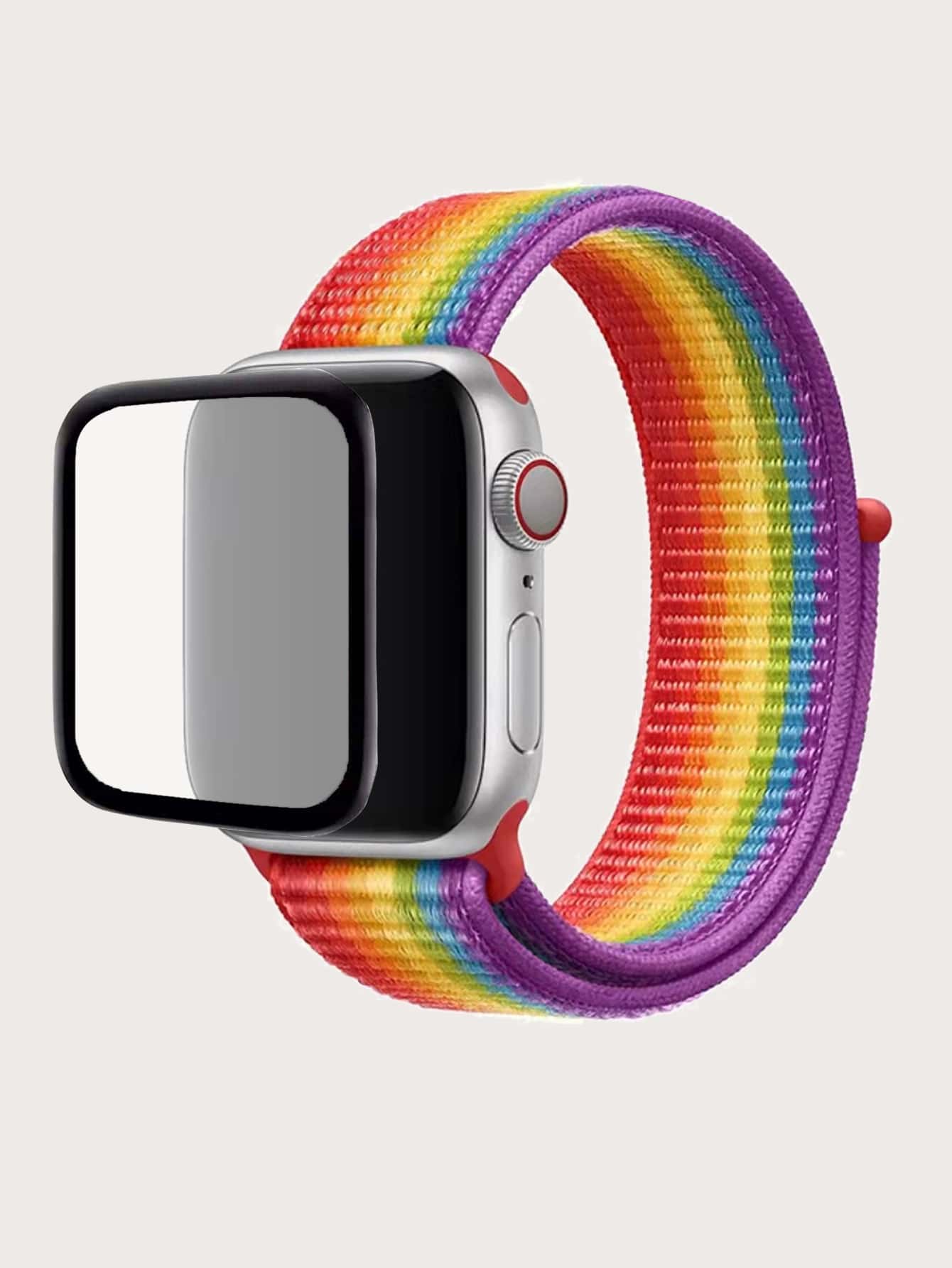 LGBT彩虹條紋尼龍錶帶和膜適用於Apple Watch - 彩色 - 查看 1