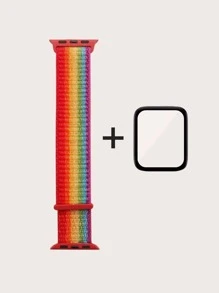 LGBT彩虹條紋尼龍錶帶和膜適用於Apple Watch - 彩色 - 查看 3