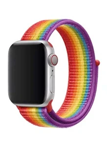 LGBT彩虹條紋尼龍錶帶和膜適用於Apple Watch - 彩色 - 查看 6