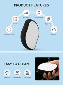 1pc Crystal Glass Hair Remover, 2-in-1 Foot File And Hair Removal Tool, Multifunctional And Reusable - Black - View 7