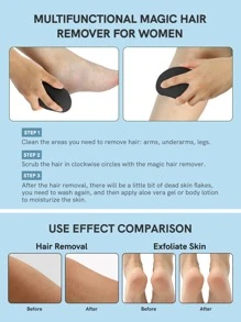 1pc Crystal Glass Hair Remover, 2-in-1 Foot File And Hair Removal Tool, Multifunctional And Reusable - Black - View 8