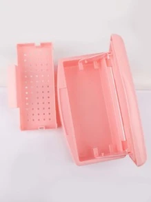 RANCAI 1 件美甲工具消毒盒，塑料消毒托盘，塑料清洁消毒盒收纳盒，适用于指甲、镊子、睫毛延长器、美发沙龙、水疗和美甲刀等美甲设备 - 粉色 - 查看 4