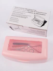 RANCAI 1 件美甲工具消毒盒，塑料消毒托盘，塑料清洁消毒盒收纳盒，适用于指甲、镊子、睫毛延长器、美发沙龙、水疗和美甲刀等美甲设备 - 粉色 - 查看 9