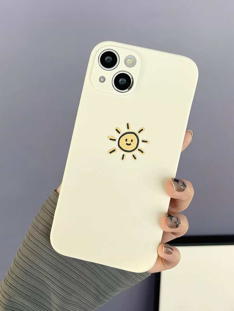 复古白小太阳手机壳,兼容 15 Pro Max、小米、华为、三星,国际版,非国内版 - 米色 - 查看 1