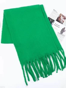 1 Miếng Viền rìa Khăn quàng cổ Thời trang Đường phố Màu thuần Đối với Cuộc sống hàng ngày - màu xanh lá - Xem 4