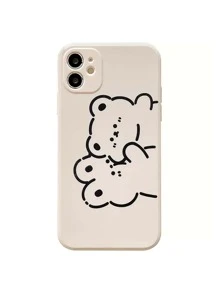Handyhülle mit Cartoon Bär & Hase Muster - Beige - Übersicht 1