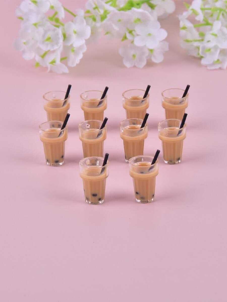 10入組樹脂3D奶茶DIY吊墜 - 彩色 - 查看 1