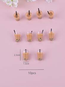 10入組樹脂3D奶茶DIY吊墜 - 彩色 - 查看 3