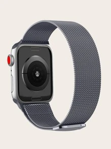 Milanese Magnetic Waterproof Integrated Watch Band Compatible With Apple Watch 1-9 Generations - Grey - View 2