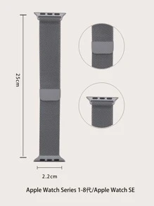 Milanese Magnetic Waterproof Integrated Watch Band Compatible With Apple Watch 1-9 Generations - Grey - View 3