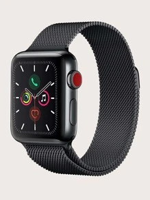 Milanese Magnetic Waterproof Integrated Watch Band Compatible With Apple Watch 1-9 Series - Dark Grey - View 1