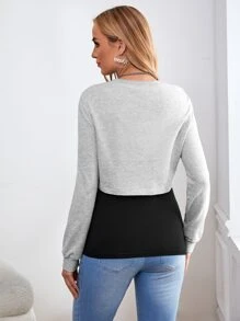 SHEIN Maternity Two Tone Nursing Sweatshirt - Multicolor - View 2