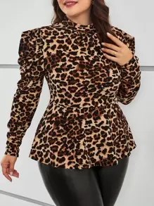 SHEIN Clasi Áo thun Plus size Xù Viên lá sen In hoa Báo Giải trí - Nhiều màu - Xem 3