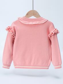 YINGZIFANG Suéter grueso con patrón de campana y lazo lindo para chica joven para el invierno - Rosa coral - Ver 2