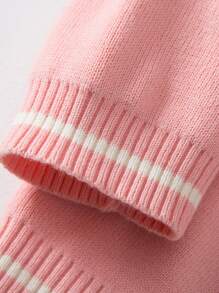 YINGZIFANG Suéter grueso con patrón de campana y lazo lindo para chica joven para el invierno - Rosa coral - Ver 3