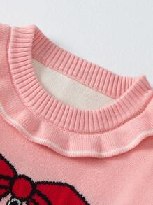 YINGZIFANG Suéter grueso con patrón de campana y lazo lindo para chica joven para el invierno - Rosa coral - Ver 4