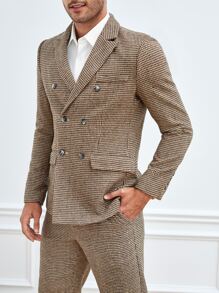 Manfinity Men Houndstooth Print Double Breasted Blazer - Multicolor - View 4