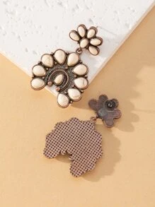 1雙女士復古時尚波西米亞風風格黑暗和燈綠松石色黑色和白色耳環 - 彩色 - 查看 2