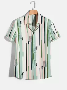 Manfinity Men Striped & Geo Print Shirt - Multicolor - View 1