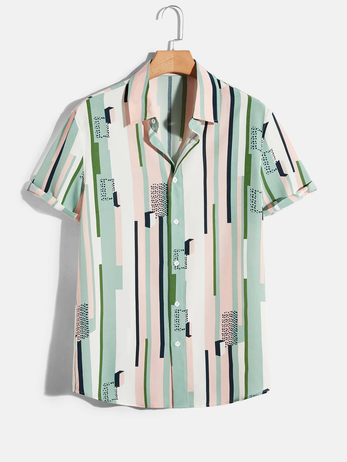 Manfinity Men Striped & Geo Print Shirt - Multicolor - View 1