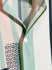 Manfinity Men Striped & Geo Print Shirt - Multicolor - View 3