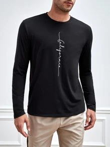 Manfinity Men Letter Graphic Tee - Black - View 3