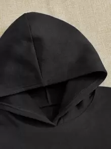 SHEIN Leap Crew Tween Girl Duck & Slogan Graphic Sweatshirt - Black - View 2